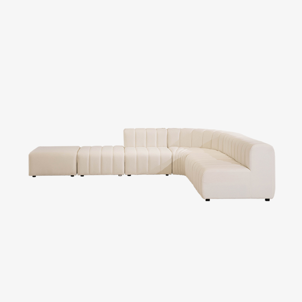 Outdoor Minimalist Modular Upholstered L-shaped Sectional Sofa with Ottoman