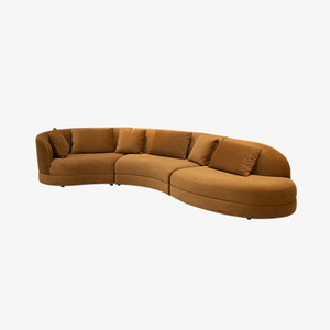 Modern Contemporary Chenille Fabric Curved Sectional Sofa Couch Three Seater for Living Room