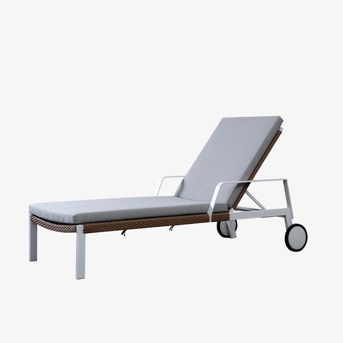 Outdoor Patio Adjustable Sun Lounger with Wheels