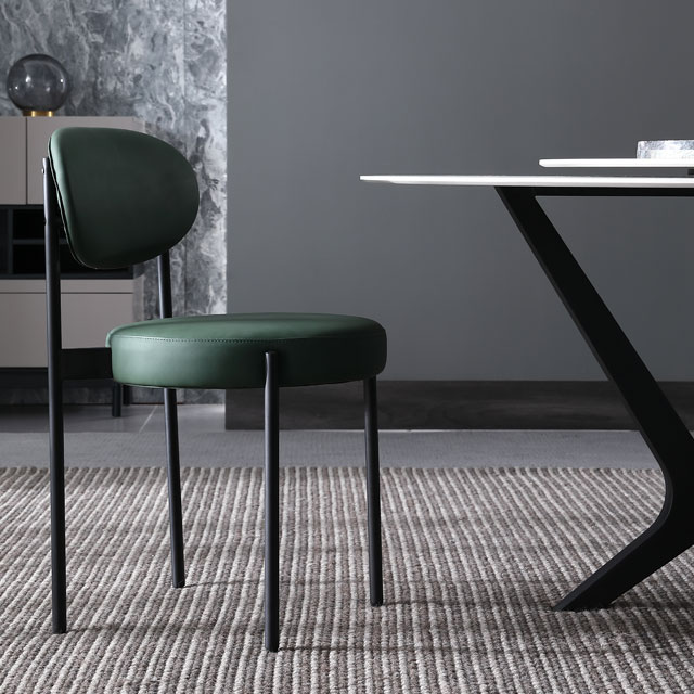 Modern Upholstery Designer Metal Olive Green Dining Chair