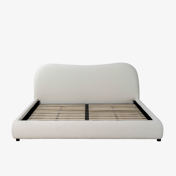 Minimalism White Ear Shape King Size Bed Frame with Headboard