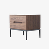 Modern Walnut Veneer MDF Drawer Nightstand with Powder-coated Metal Legs