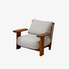 Modern Indoor/Outdoor Upholstered Lounge Chair Armchair with Wood Frame