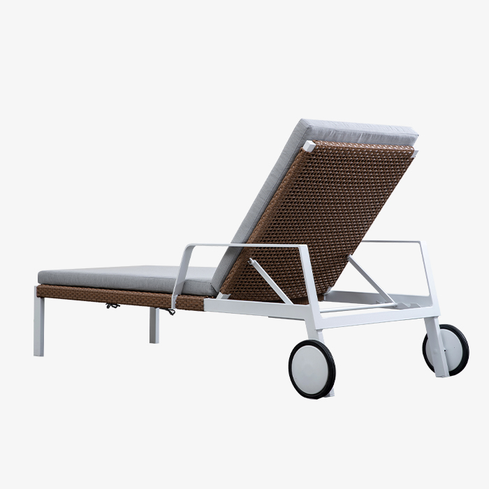 Outdoor Patio Adjustable Sun Lounger with Wheels