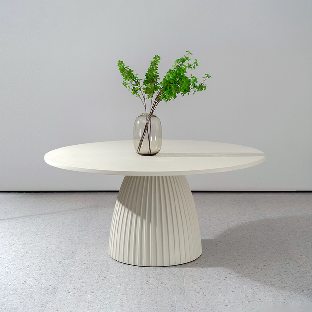 Concrete Indoor/Outdoor Round Dining Table with Pedestal Base