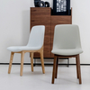 Modern White Leather Upholstered Dining Chairs with Wood Frame