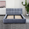 Velvet Block Twin Size Bed Upholstered Platform Bed