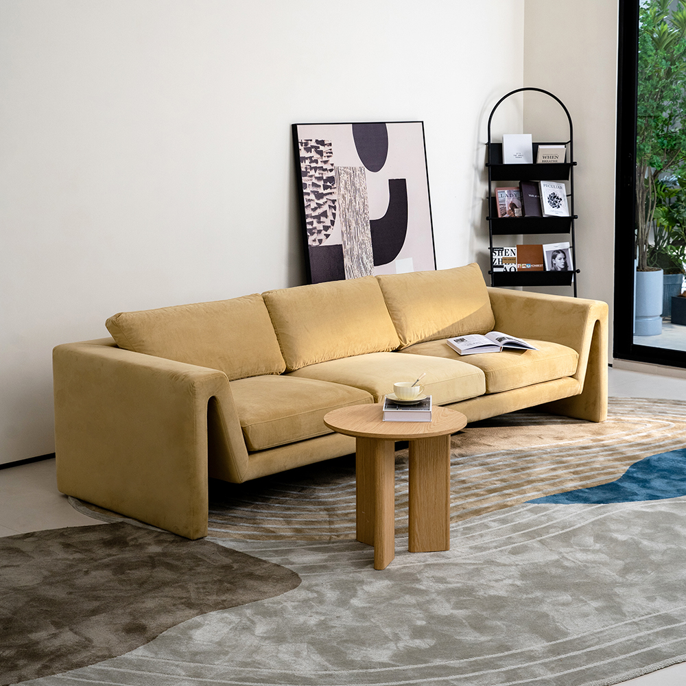 Italian Contemporary Design Three Seater Velvet Upholstered Sofa for Living Room