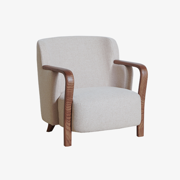 Modern Walnut Wood Accent Armchair 