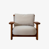 Modern Indoor/Outdoor Upholstered Lounge Chair Armchair with Wood Frame