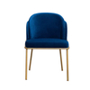 Italian Blue Velvet Dining Chair Modern Dining Room Furniture Iron Metal Nordic Home Framework Upholstered Dining Chair