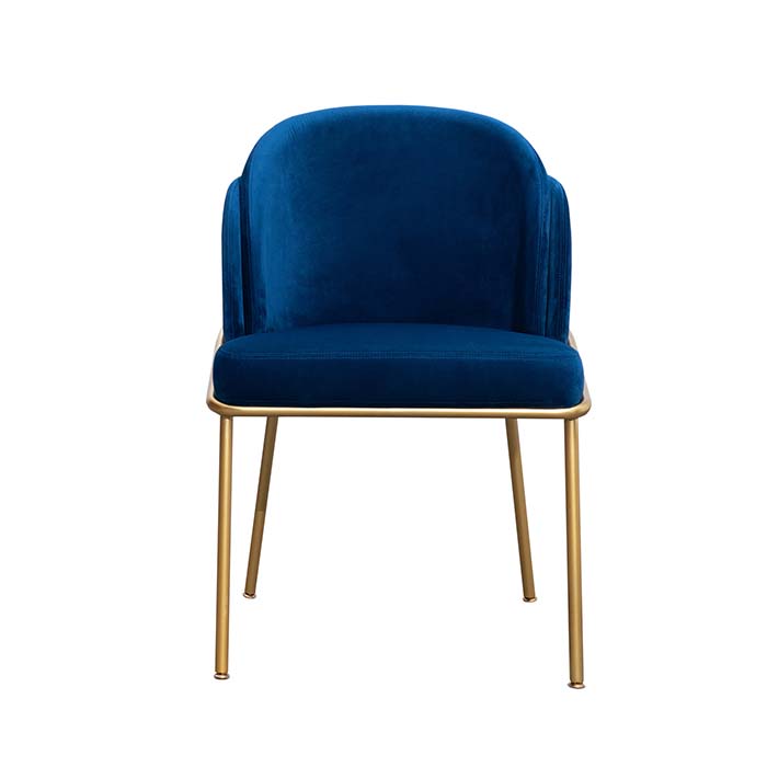 Italian Blue Velvet Dining Chair Modern Dining Room Furniture Iron Metal Nordic Home Framework Upholstered Dining Chair